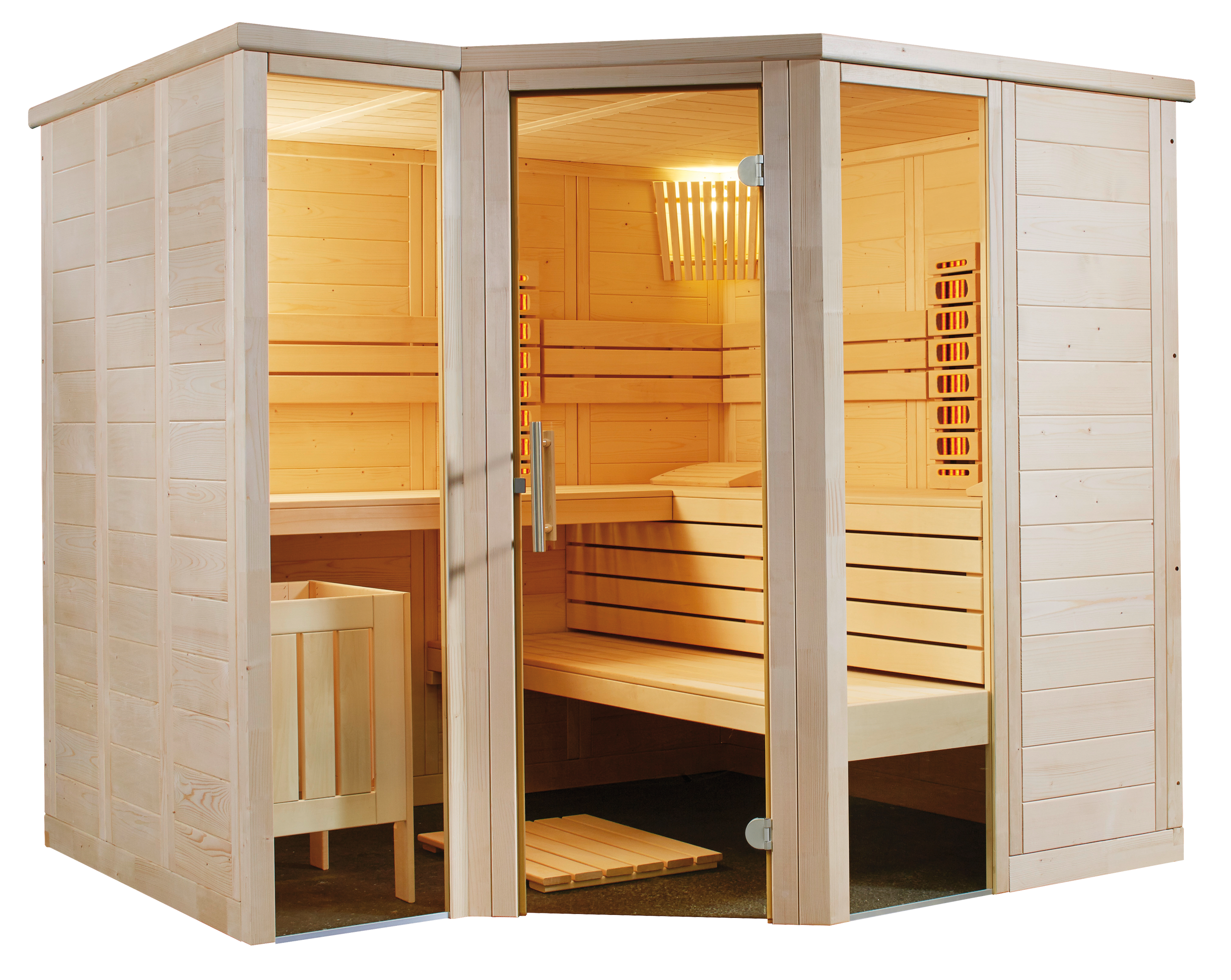 Harvia Arktis Infra+ | Massief sauna infrarood sparrenhout binnensauna kit | 232 x 206 x 204 cm (B/D/H)