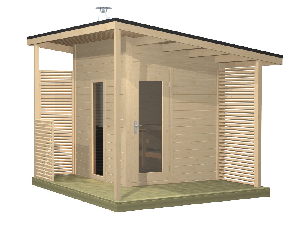 Harvia Solide Compact | Buitensauna sparrenhout kit | Afmetingen: 283,5 x 321 x 270 cm | SLDC01PS
