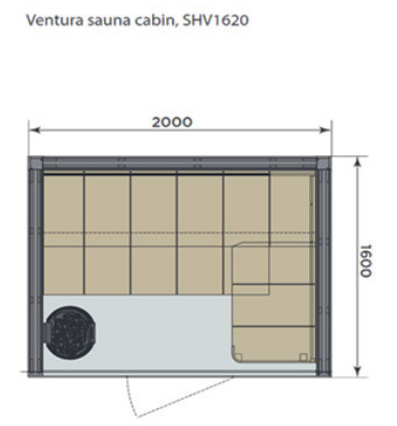 Harvia Ventura 1620 | Binnensauna sparrenhout kit | 200 x 160 x 210 cm (B/D/H) | SHV1620 / SHV1620L