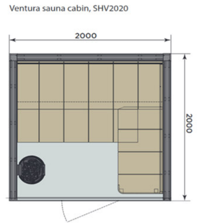 Harvia Ventura 2020 | Binnensauna sparrenhout kit | 200 x 200 x 210 cm (B/D/H) | SHV2020 / SHV2020L