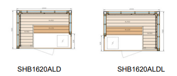 Harvia Blok 1620 ALD | Binnensauna elzenhout kit | 160 x 200 (D x B) | SHB1620ALD / SHB1620ALDL
