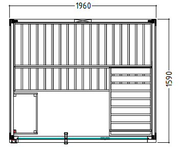 Harvia Family Infra Medium Komplettset  | Fichtenholz Innensauna Bausatz | 196 x 159 x 204 cm (B/T/H)
