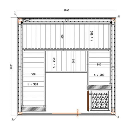 Harvia Variant View L | Innensauna Fichtenholz Bausatz | 206 x 203 x 202 cm (B/T/H) | S2020SV