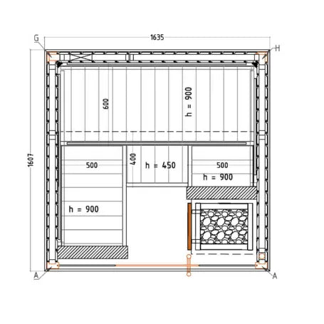 Harvia Variant Uitzicht Sauna S | Binnensauna sparrenhout kit | 164 x 161 x 202 cm (B/D/H) | S1616SV