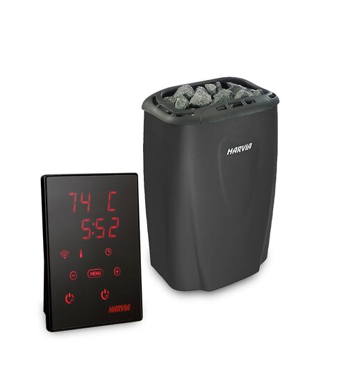 Harvia Moderna XE | Elektrische saunakachel inclusief externe bediening | 4,5 kW / 6 kW / 8 kW | V45XE zwart / V60XE zwart / V80XE zwart